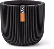 Capi nature groove bol bloempot 24x21 cm zwart - afbeelding 1