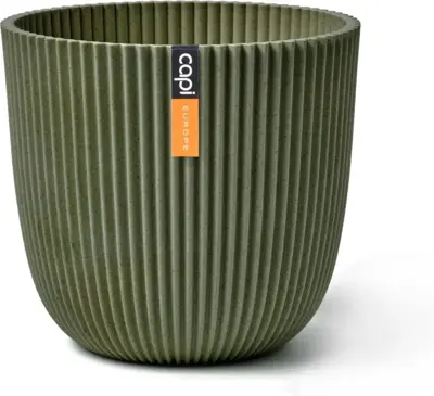 Capi nature groove bol bloempot 26x23 cm groen - afbeelding 1
