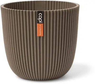 Capi nature groove bol bloempot 26x23 cm warme taupe - afbeelding 1