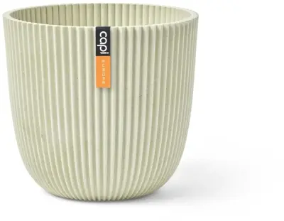 Capi nature groove bol bloempot 26x23 cm zaagsel beige - afbeelding 1