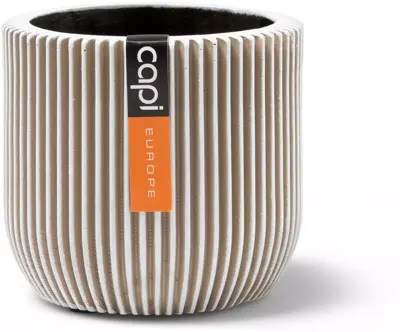 Capi nature groove bol bloempot 8x7 cm ivoor - afbeelding 1