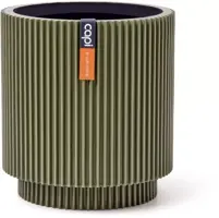 Capi nature groove cilinder bloempot 11x12 cm groen - afbeelding 1