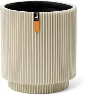 Capi nature groove cilinder bloempot 15x17 cm beige