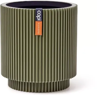 Capi nature groove cilinder bloempot 15x17 cm groen - afbeelding 1