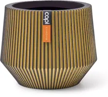 Capi nature groove cilinder bloempot 19x16 cm zwart goud - afbeelding 1