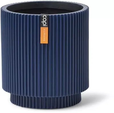 Capi nature groove cilinder bloempot 8x9 cm donkerblauw - afbeelding 1