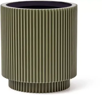 Capi nature groove cilinder bloempot 8x9 cm groen - afbeelding 1