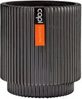 Capi nature groove cilinder bloempot 8x9 cm zwart - afbeelding 1