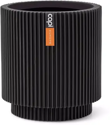 Capi nature groove cilinder bloempot 8x9 cm zwart - afbeelding 1