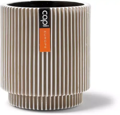 Capi nature groove cilinder bloempot 9x8 cm ivoor