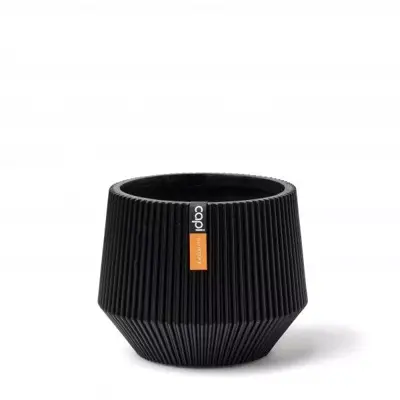 Capi nature groove cilinder bloempot 9x8 cm zwart