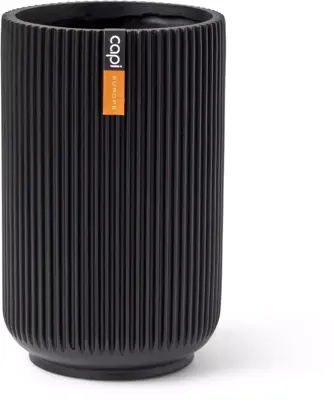 Capi nature groove hoog vaas 17x27 cm zwart - afbeelding 1