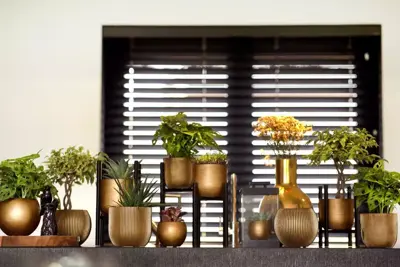 Capi nature groove indoor bol bloempot 12x10 cm zwart goud - afbeelding 3