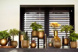 Capi nature groove indoor bol bloempot 12x10 cm zwart goud - afbeelding 3