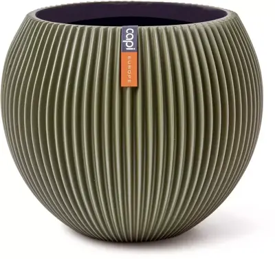 Capi nature groove indoor bol bloempot 18x15 cm groen - afbeelding 1