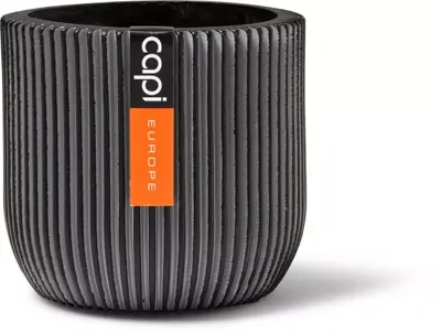 Capi nature groove indoor bol bloempot 18x16 cm zwart - afbeelding 1