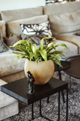 Capi nature groove indoor bol bloempot 29x25 cm zwart goud - afbeelding 2