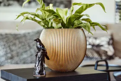 Capi nature groove indoor bol bloempot 29x25 cm zwart goud - afbeelding 3