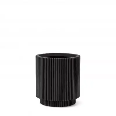 Capi nature groove indoor cilinder bloempot 11x12 cm zwart - afbeelding 1
