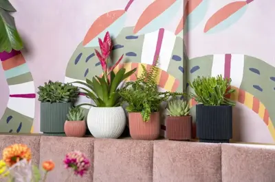 Capi nature groove indoor cilinder bloempot 15x17 cm zwart - afbeelding 2