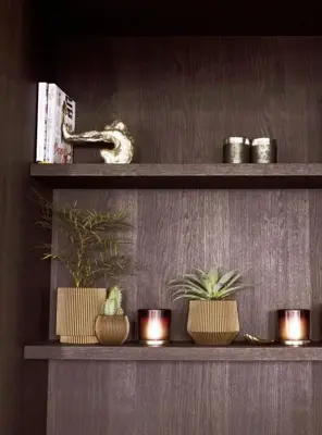 Capi nature groove indoor cilinder bloempot 15x17 cm zwart goud - afbeelding 2