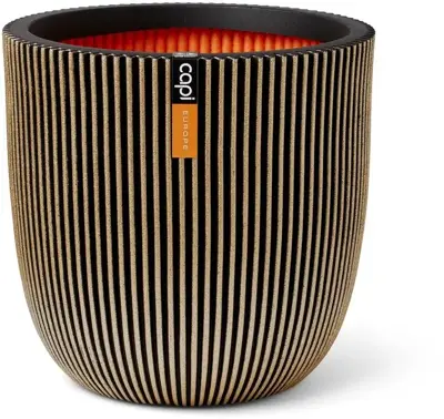 Capi nature groove nl bol bloempot 54x52 cm zwart, goud - afbeelding 1