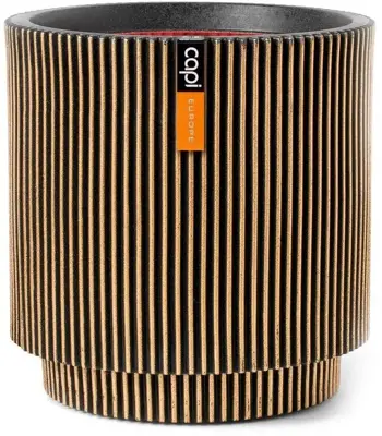 Capi nature groove nl cilinder bloempot 44x46 cm zwart goud - afbeelding 1