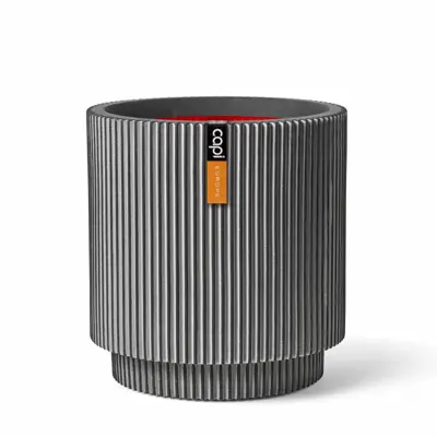 Capi nature groove nl cilinder vaas 35x38 cm antraciet - afbeelding 1