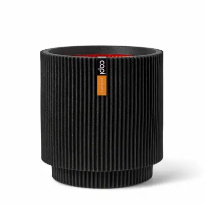 Capi nature groove nl cilinder vaas 35x38 cm zwart - afbeelding 1