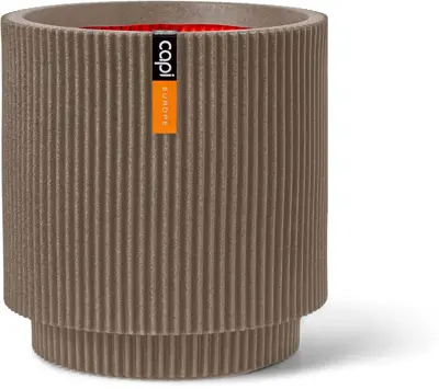 Capi nature groove nl cilinder vaas 36x38 cm warme taupe - afbeelding 1