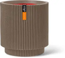 Capi nature groove nl cilinder vaas 44x46 cm warme taupe - afbeelding 1