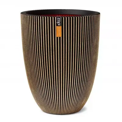 Capi nature groove nl elegant laag bloempot 34x46 cm zwart goud - afbeelding 1