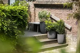 Capi nature groove nl elegant laag bloempot 46x58 cm antraciet - afbeelding 2