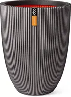 Capi nature groove nl elegant laag vaas 34x46 cm antraciet - afbeelding 1