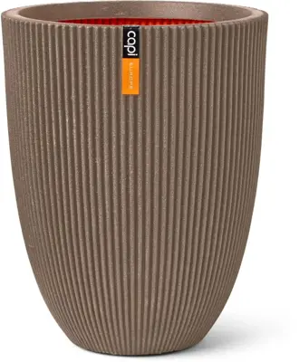 Capi nature groove nl elegant laag vaas 34x46 cm warme taupe - afbeelding 1