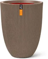 Capi nature groove nl elegant laag vaas 34x46 cm warme taupe - afbeelding 1