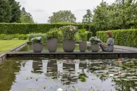 Capi nature groove nl elegant laag vaas 34x46 cm warme taupe - afbeelding 3