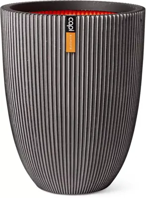 Capi nature groove nl elegant laag vaas 46x58 cm antraciet - afbeelding 1
