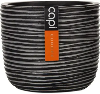 Capi nature rib indoor bol bloempot 17.5x16 cm antraciet - afbeelding 1
