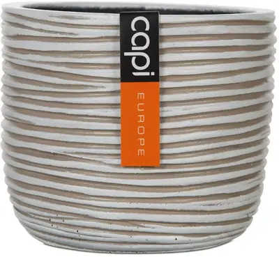 Capi nature rib indoor bol bloempot 17.5x16 cm ivoor - afbeelding 1
