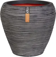 Capi nature rib nl bloempot tapered round 42x38 cm antraciet - afbeelding 1