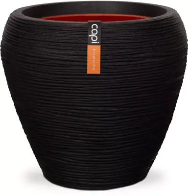 Capi nature rib nl bloempot tapered round 42x38 cm zwart - afbeelding 1