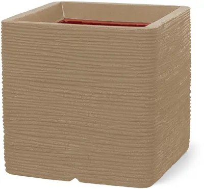 Capi nature rib nl kunststof plantenbak 30x30x30 cm beige - afbeelding 1