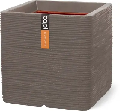Capi nature rib nl kunststof plantenbak 30x30x30 cm warme taupe - afbeelding 1