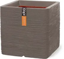 Capi nature rib nl kunststof plantenbak 30x30x30 cm warme taupe - afbeelding 1