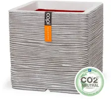 Capi nature rib nl kunststof plantenbak 40x40x40 cm ivoor - afbeelding 2