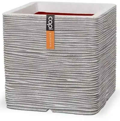 Capi nature rib nl kunststof plantenbak 40x40x40 cm ivoor - afbeelding 1