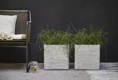 Capi nature rib nl kunststof plantenbak 40x40x40 cm ivoor - afbeelding 2
