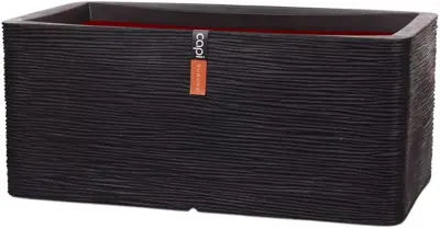 Capi nature rib nl kunststof plantenbak 73x39x32 cm zwart - afbeelding 1