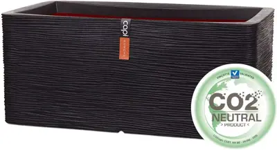 Capi nature rib nl kunststof plantenbak 73x39x32 cm zwart - afbeelding 2